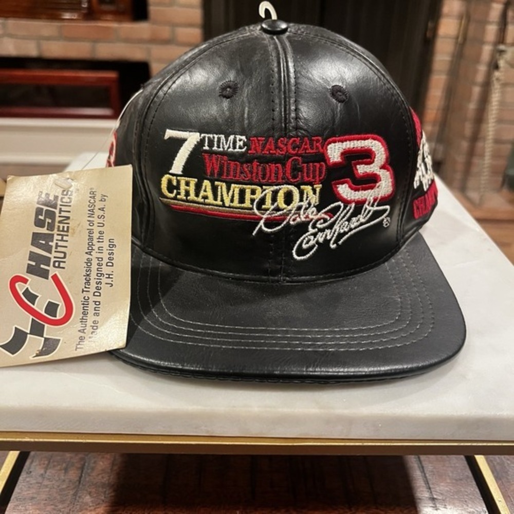 VTG Deadstock Chase Dale Earnhardt 7 Time Nascar Winston Cup Leather‎ Hat NWT